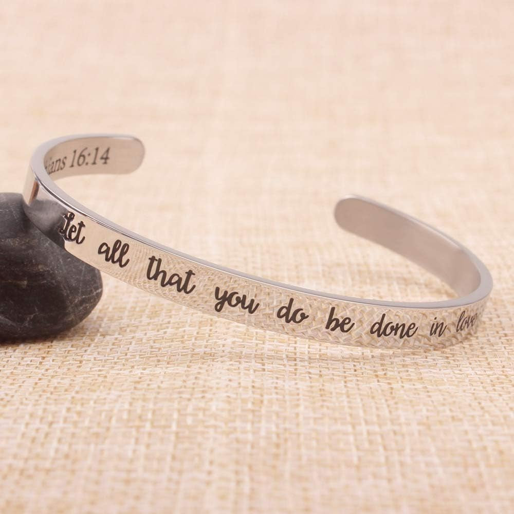 Christian Gifts for Women Inspirational Religious Bracelets for Women Her Girls Cuff Bangle Mens Bracelets Bible Verse Faith Baptism Gifts for Teenage Girls Mantra Quotes Engraved Jewelry