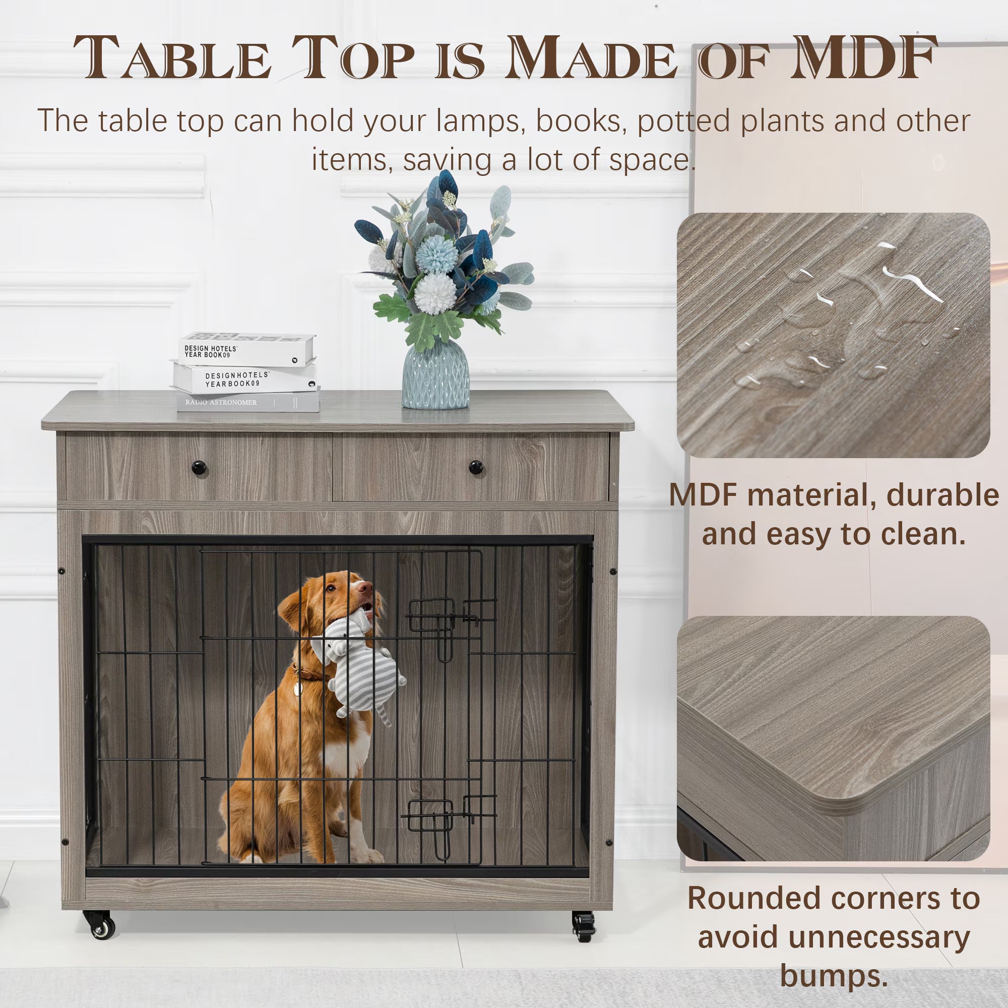 Decorative Dog Crate Furniture, Wooden Dog Crate End Table
