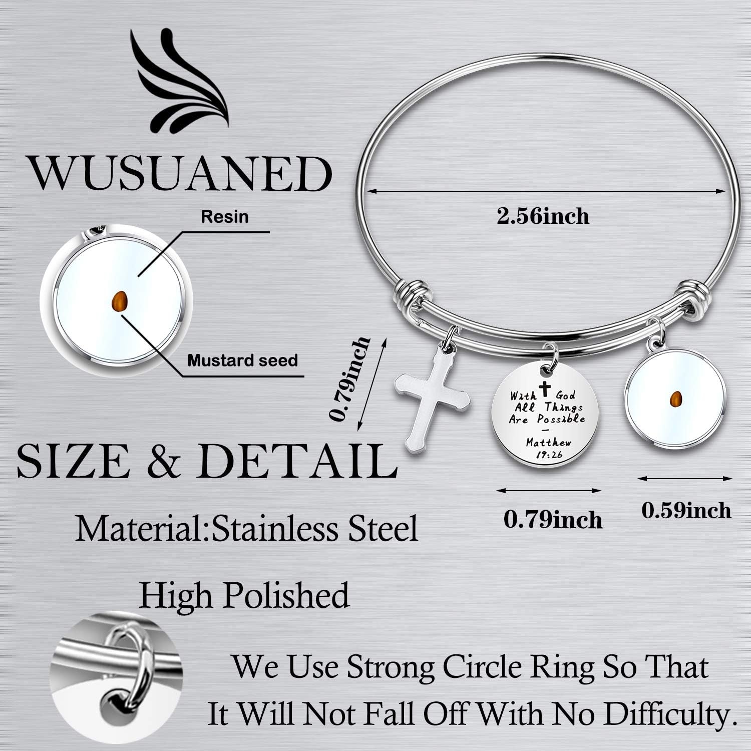 Mustard Seed Bible Verse Bracelet with God All Things Are Possible Religious Faith Jewelry Christian Gifts for Women Girls