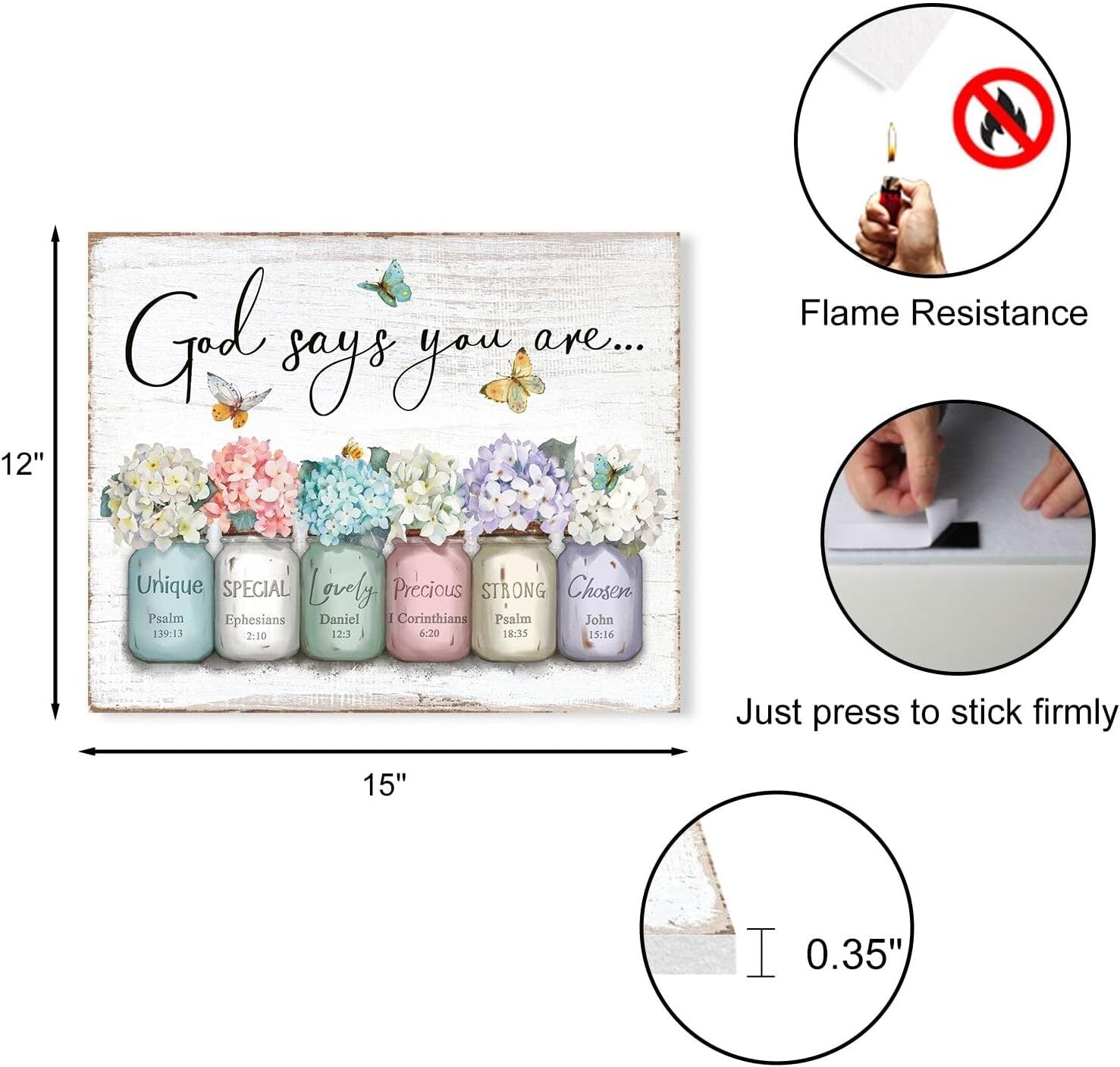 Inspirational Bible Verse Wall Art: God Says You Are Wall Sayings Flowers in Mas