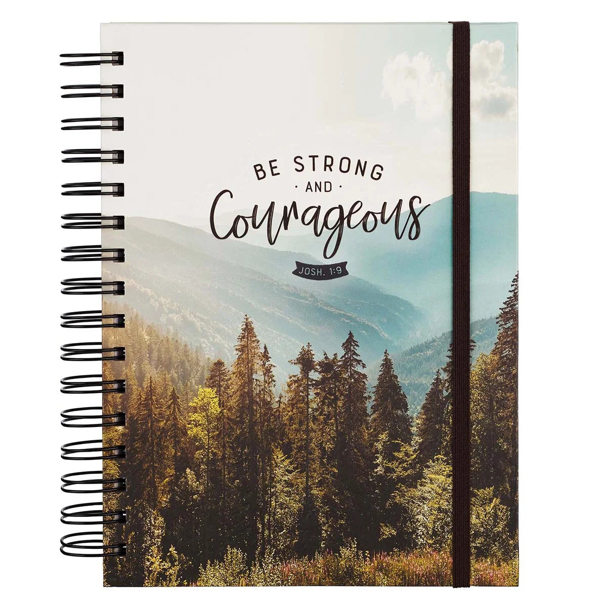 Be Strong and Courageous Large Wirebound Journal with Elastic Closure - Joshua 1:9