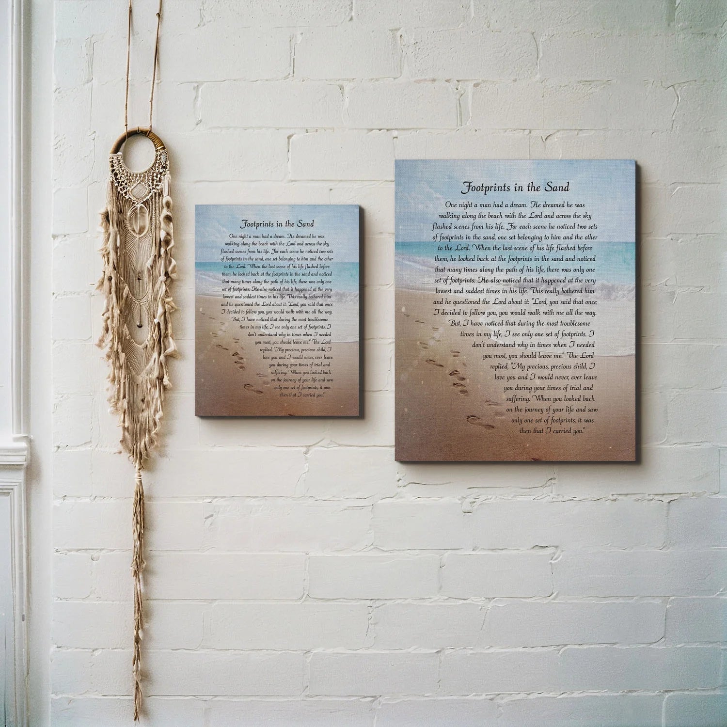 Footprints in the Sand Inspirational Wall Art, Beach Decor, Christian Gifts for Women and Men, Christian Wall Decor, Get Well Soon, Encouraging Scripture Wall Art, Sympathy Gift , 16X20