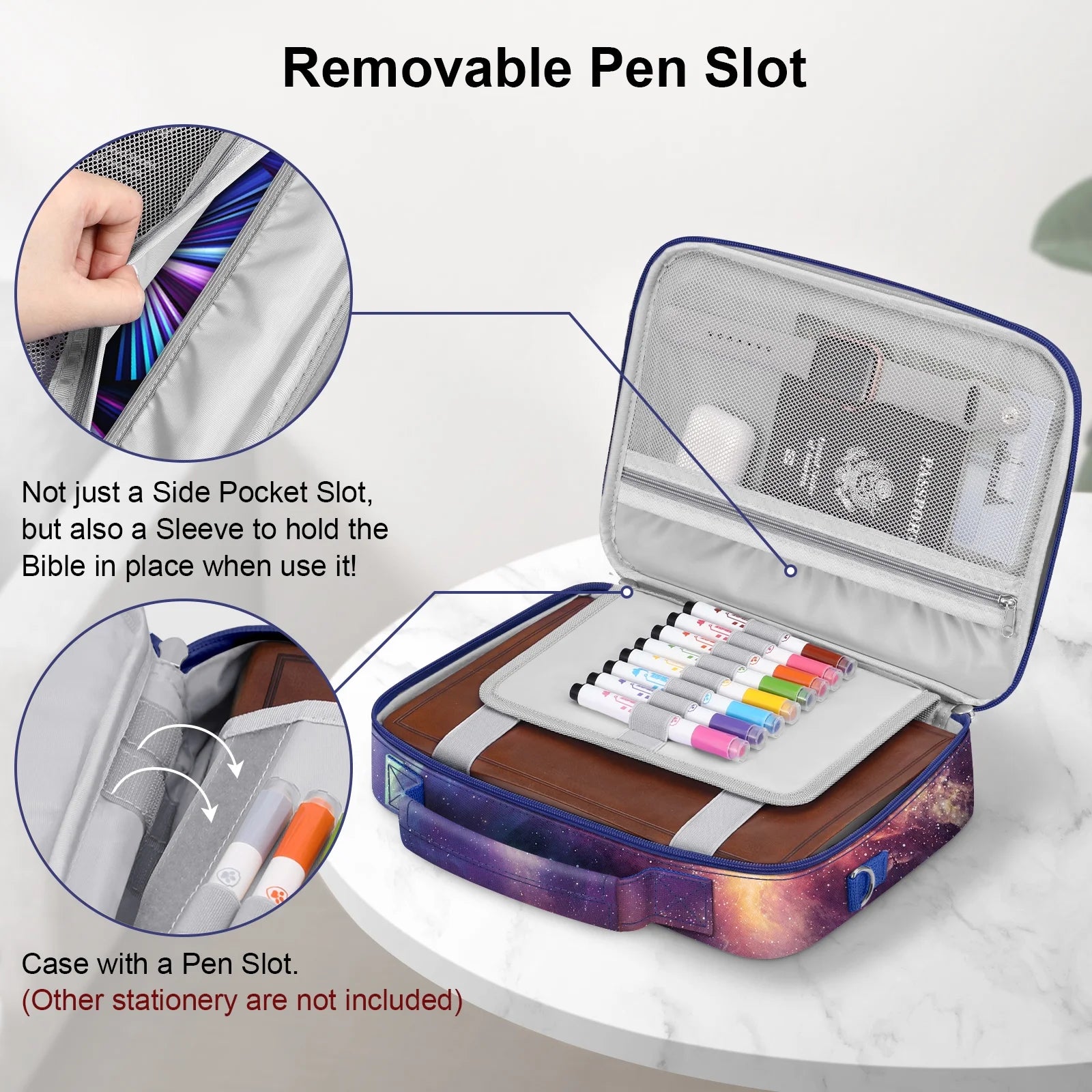 Large Bible Cover with Shoulder Strap, Durable Carrying Case, Bible Protection, Ideal Gift for Female Women, Galaxy