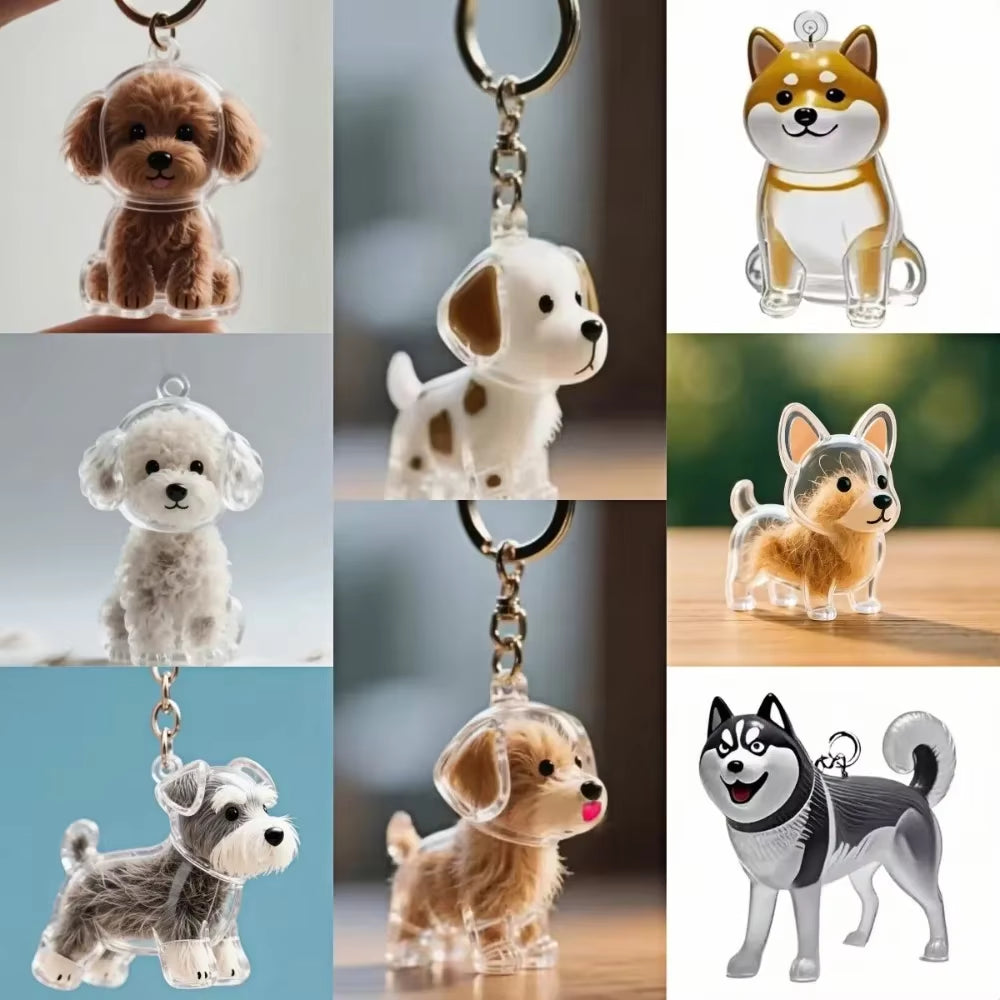 Dogs Hair Storage Pendant Cute Keychain Bag Pendant Couple Car Key Chains Jewelry Souvenir Collection Gift Decor Dog Accessories