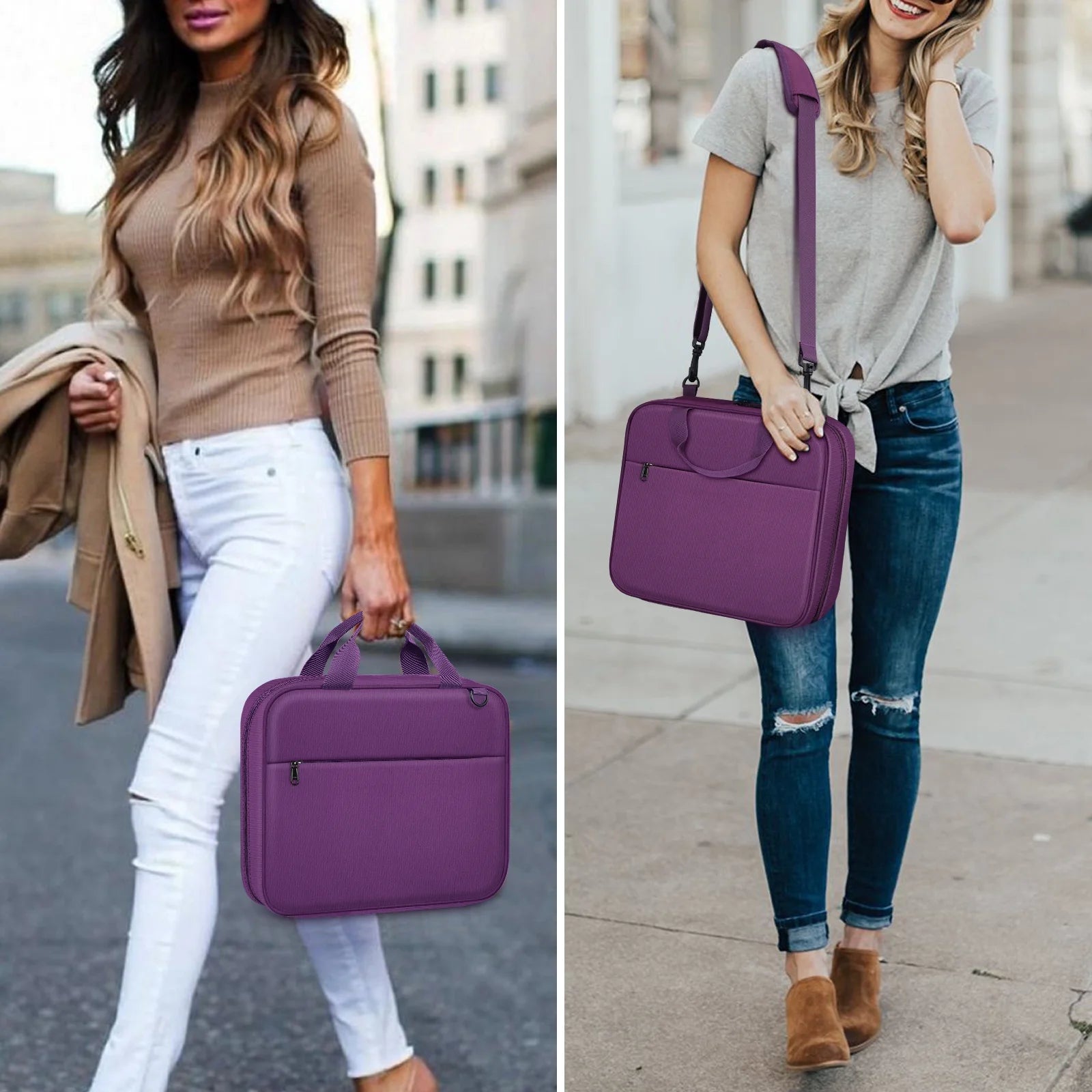 Extra Large Bible Cover, Carrying Book Case Church Bag Bible Protective with Detachable Shoulder Strap & Zippered Pocket, Gift for Men Women, Purple