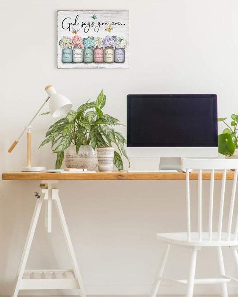 Inspirational Bible Verse Wall Art: God Says You Are Wall Sayings Flowers in Mas