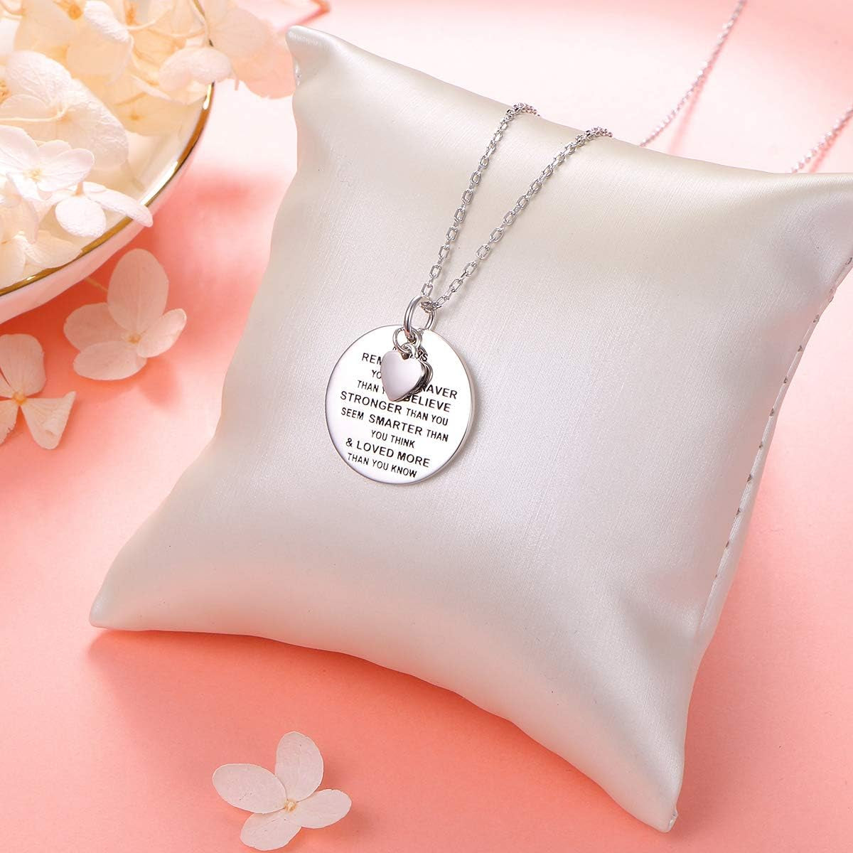 S925 Sterling Silver Inspirational Robin Motivational Bible Verse Pendant Necklace for Women Teen Braver Stronger Smarter Jewelry
