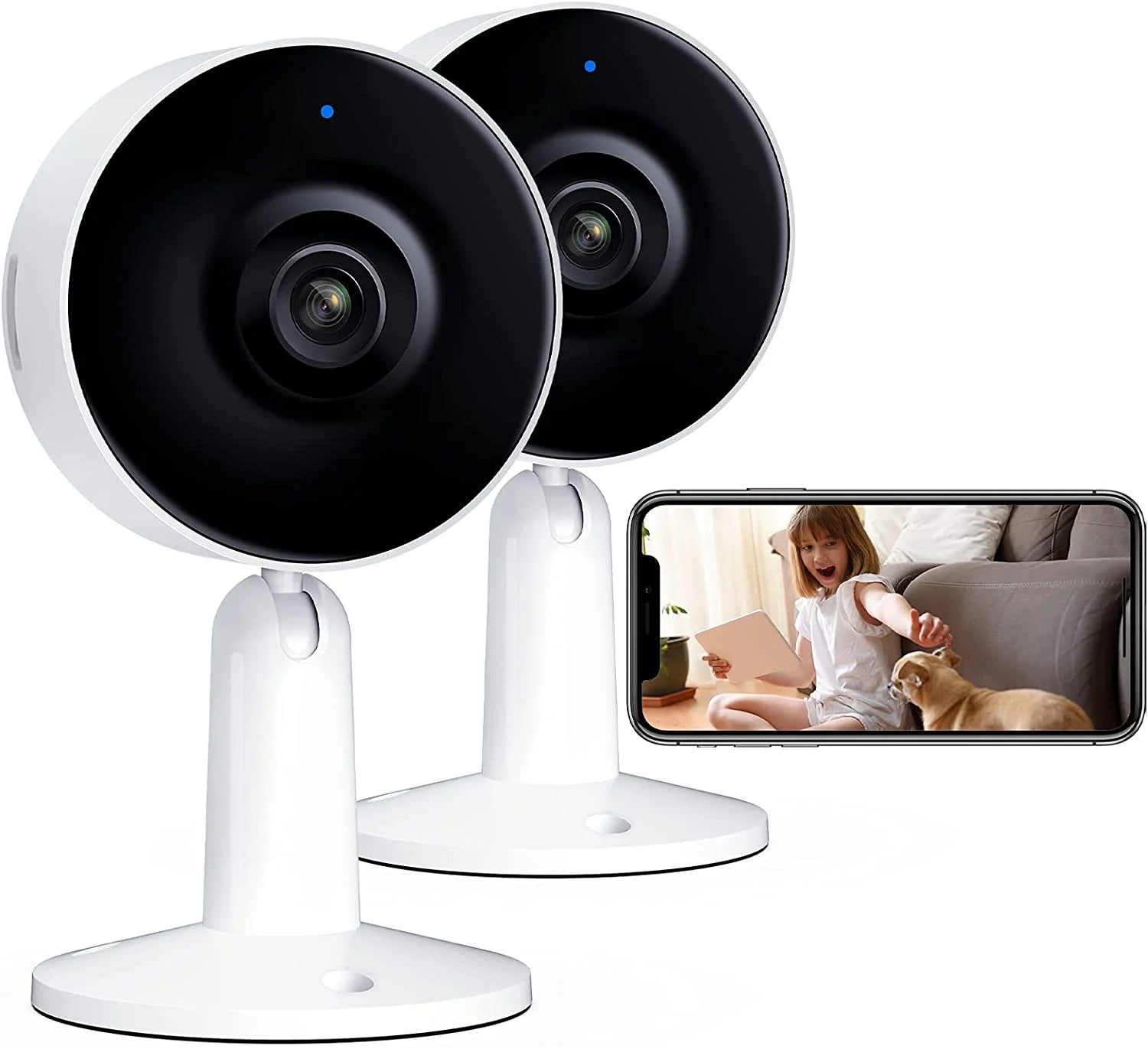 IN1 Indoor Home Security Camera , (2-Pack) Wifi and Phone APP 4MP 2.5K HD 2-Way Audio Night Vision Surveillance Camera