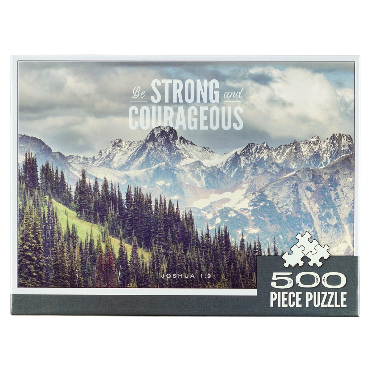 Scenic Mountain Strong and Courageous Joshua 1:9 Bible Verse 500 Piece Jigsaw Puzzle for Adults Indoor Family Activity