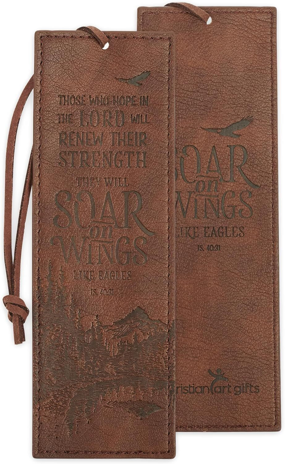 Christian Art Gifts Premium Vegan Faux Leather Scripture Bookmark for Men: Soar