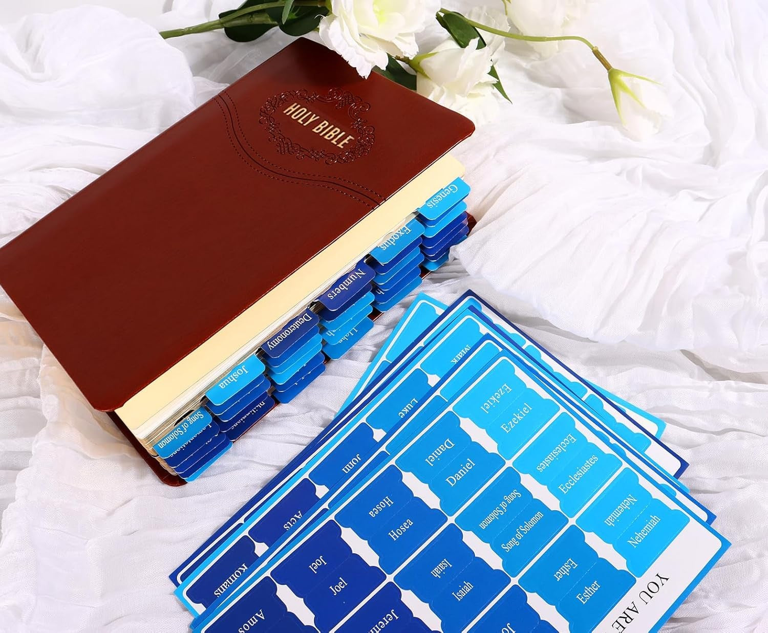 Blue Bible Tabs for Men'S Bible Studies & Small Groups, Large Print Tabs Fits NI