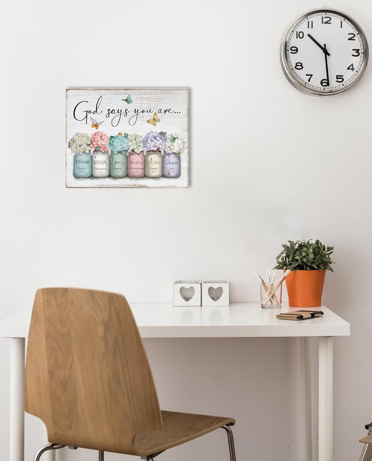 Inspirational Bible Verse Wall Art: God Says You Are Wall Sayings Flowers in Mas