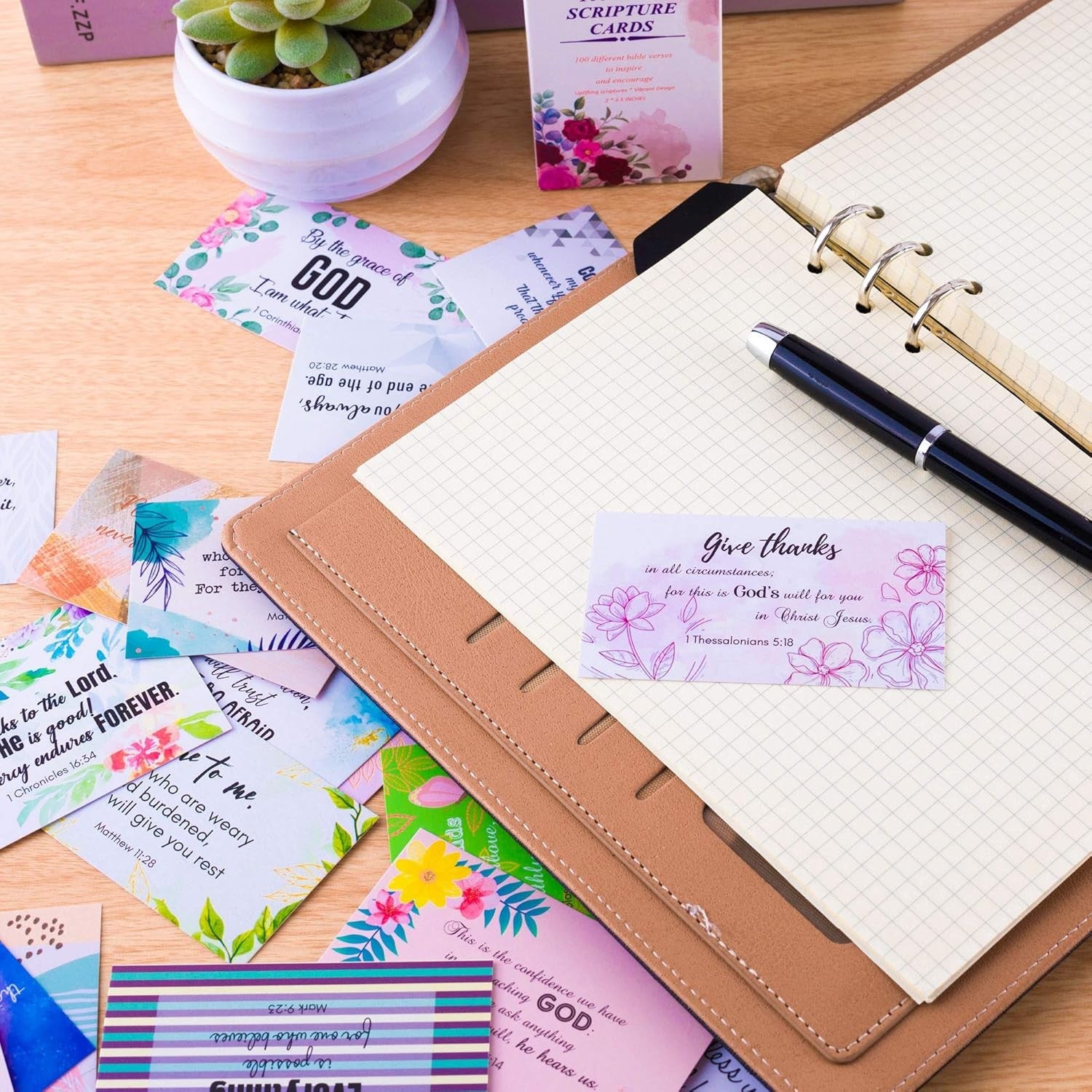 BRYTEFY 100 Prayer Cards for Women with Assorted Bible Verses, Mini Floral