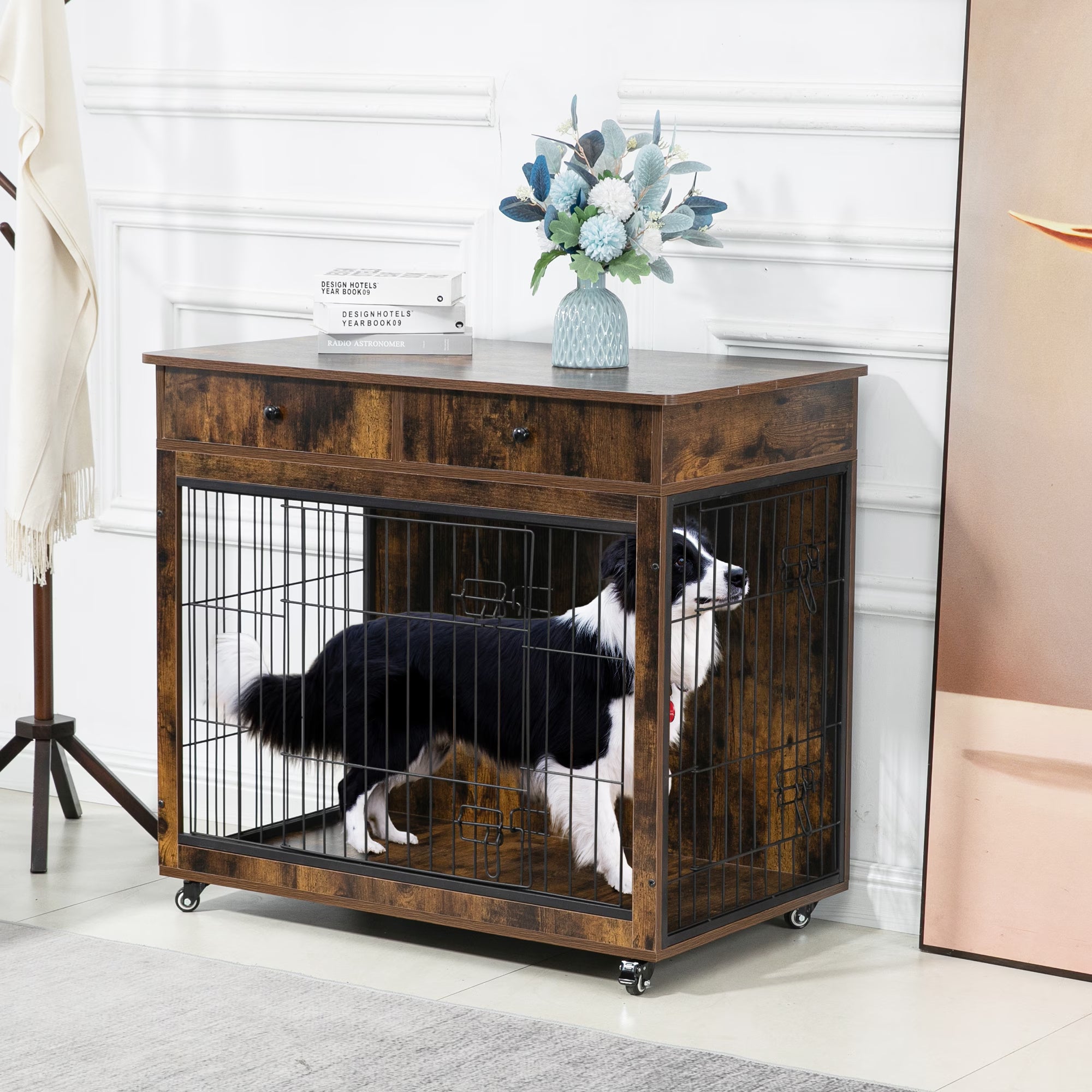 Decorative Dog Crate Furniture, Wooden Dog Crate End Table