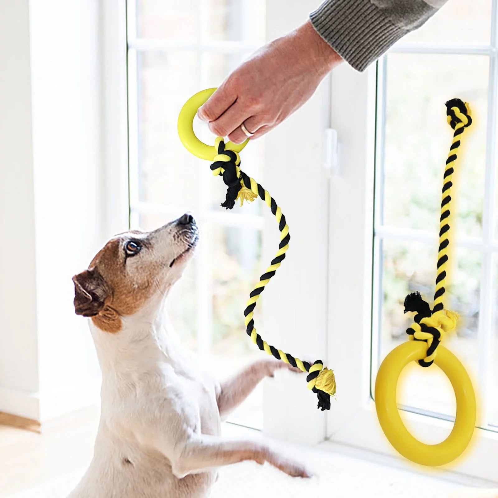 Dog Toys for Aggressive Chewers, Rubber Durable Tug of War Dog Toy, Dog Teeth Cleaning Toy, Dog Rope Toys for Medium and Large Dogs