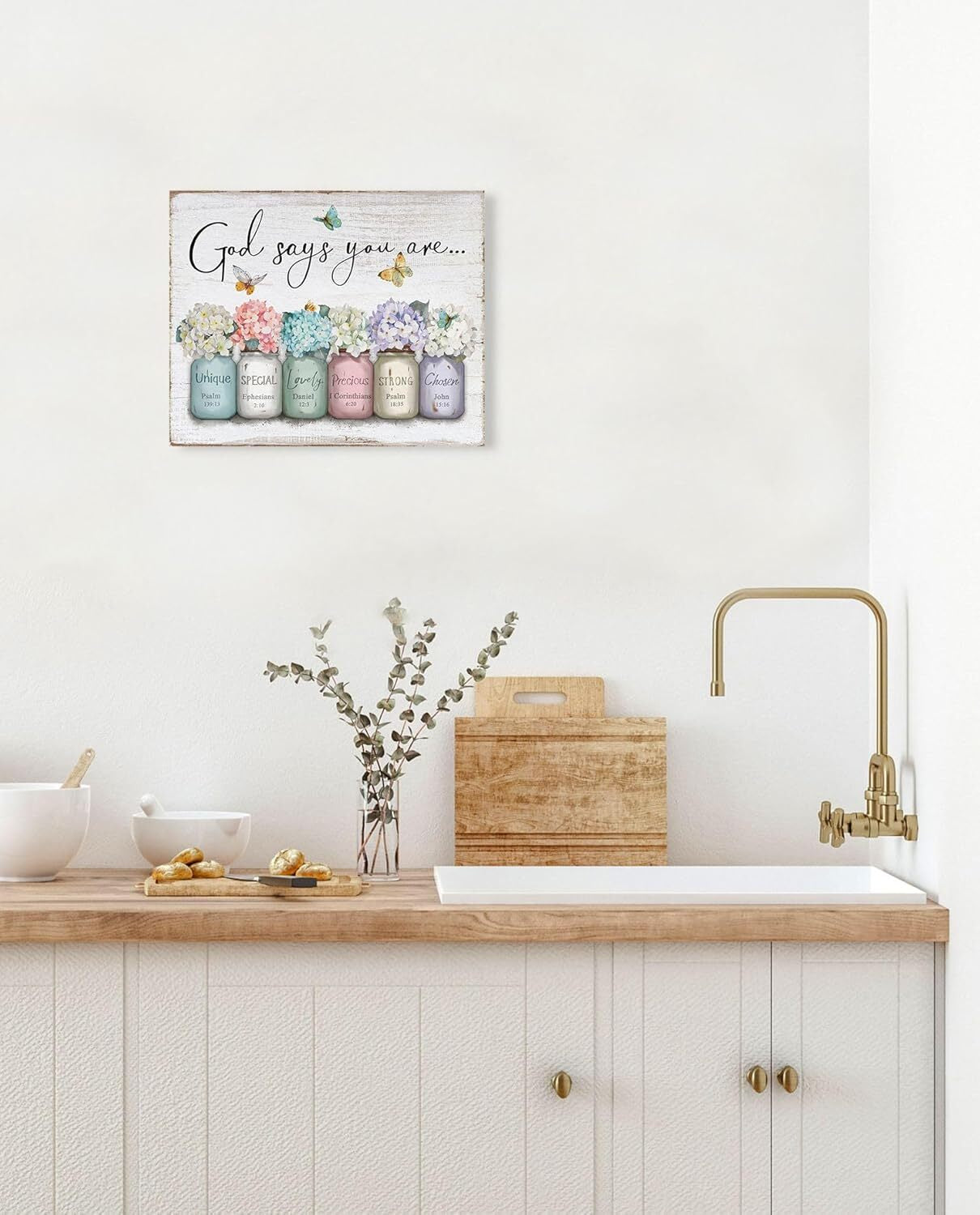 Inspirational Bible Verse Wall Art: God Says You Are Wall Sayings Flowers in Mas