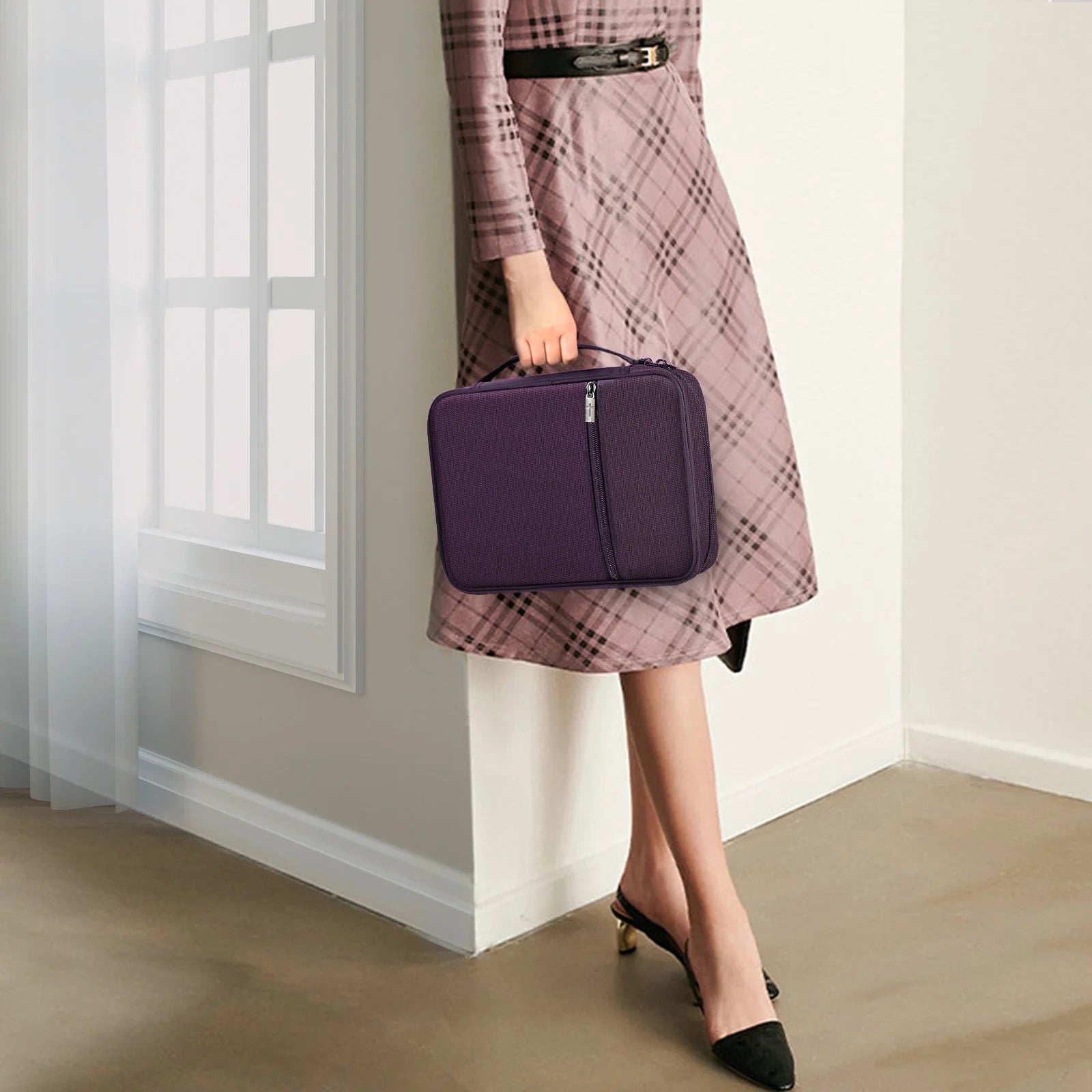 Bible Cover, Carrying Book Case Church Bag Bible Protective with Handle and Zippered Pocket, Perfect Gift for Men Women Father, Purple