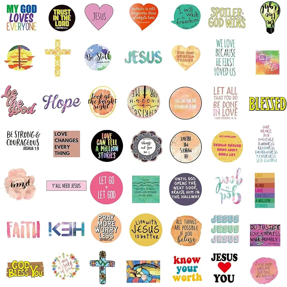 100Pcs Jesus Christian Stickers for Water Bottle Laptop, Religious Bible Verse Stickers Pack for Adult Teens Kids, Church Scripture Faith Stickers Decals, Christian Gifts Stuff Things Merchandise